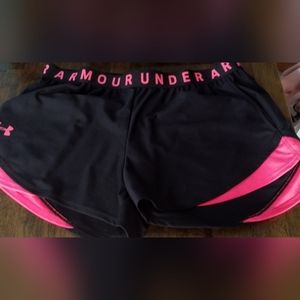 pink and black under armour shorts